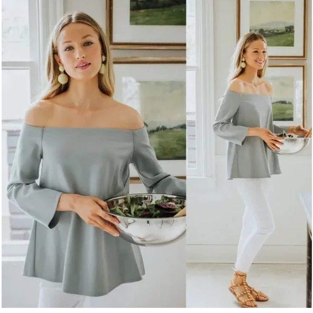 Tuckernuck Miranda Dusty Blue Off The ShoulderTop -S